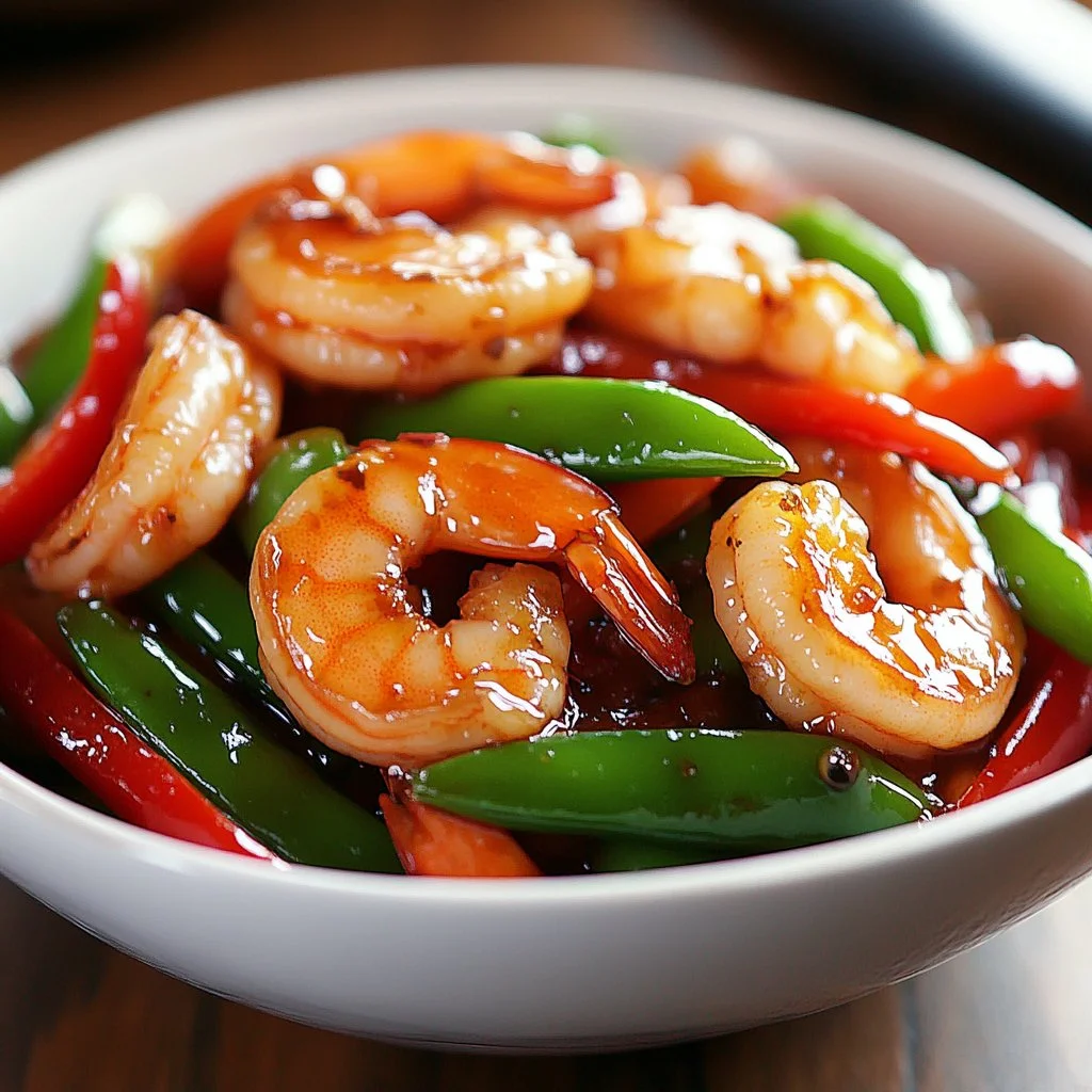 Panda Express Sizzling Shrimp served with colorful vegetables