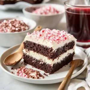Delicious Peppermint Chocolate Cheesecake Cake garnished with chocolate shavings.