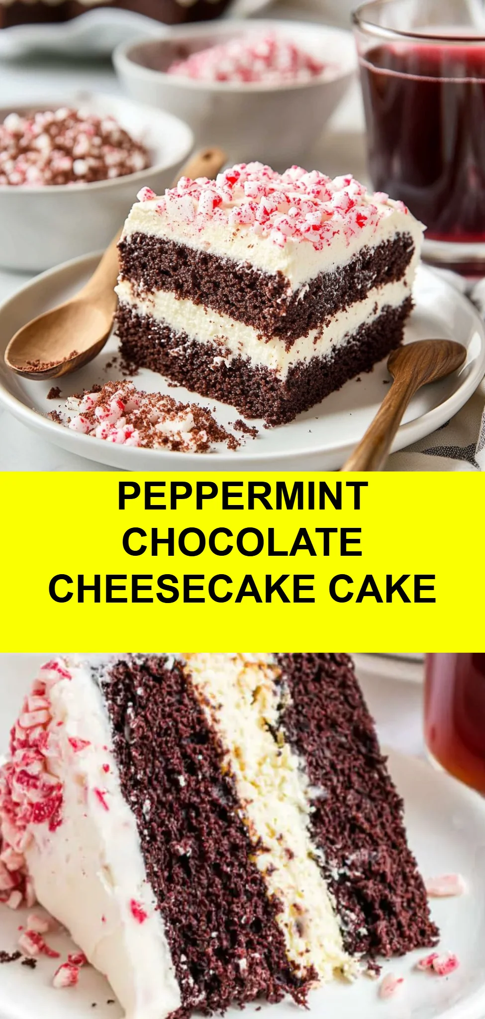 Peppermint Chocolate Cheesecake Cake
