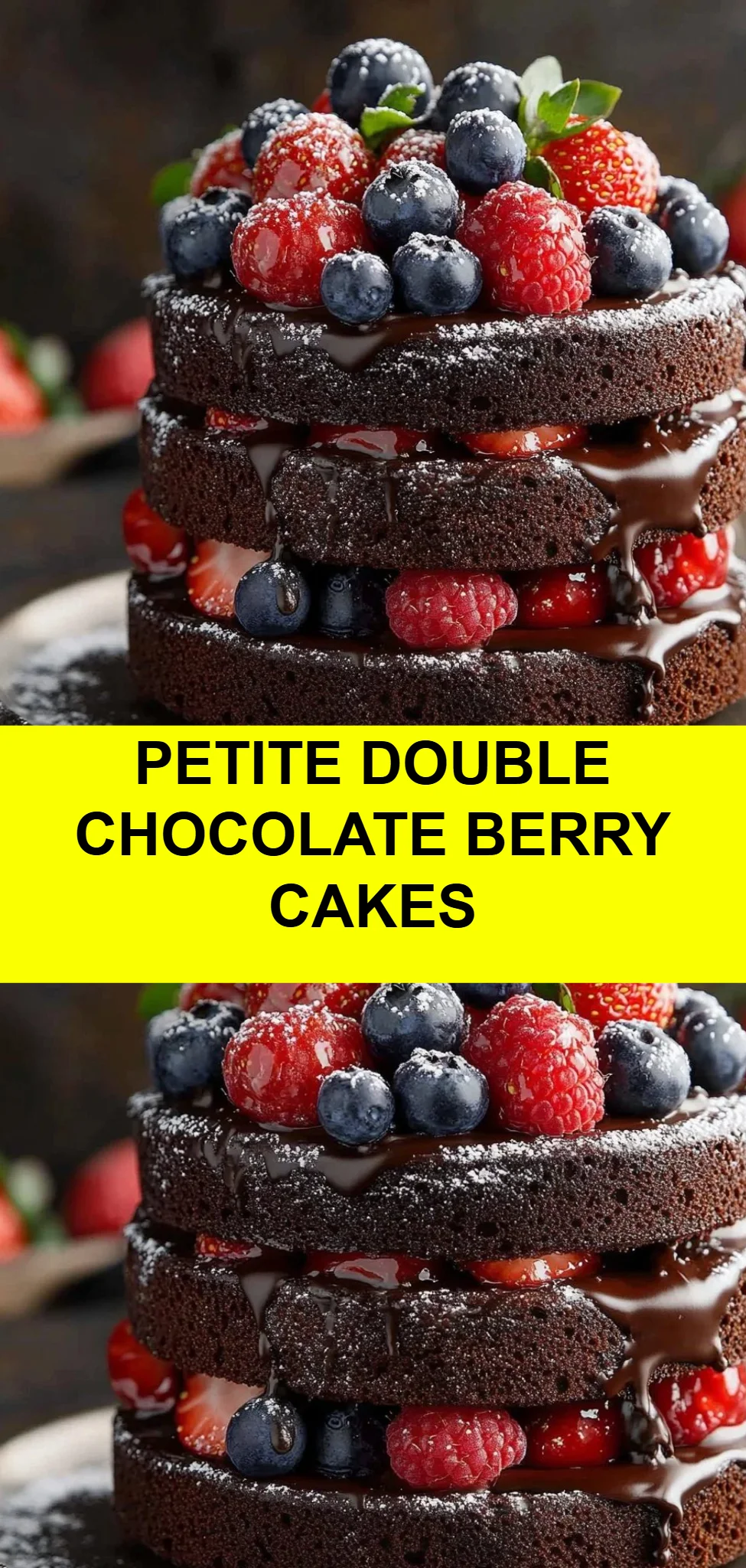 Petite Double Chocolate Berry Cakes