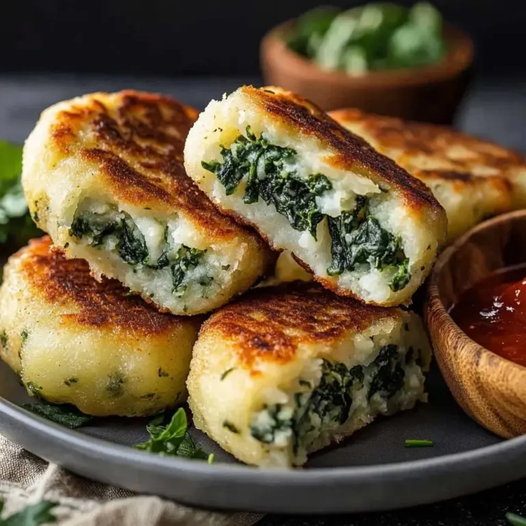 Potato Pockets filled with Spinach Cream Cheese on a plate