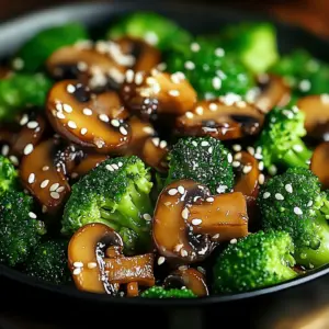 Delicious quick broccoli mushroom stir-fry with vibrant vegetables.