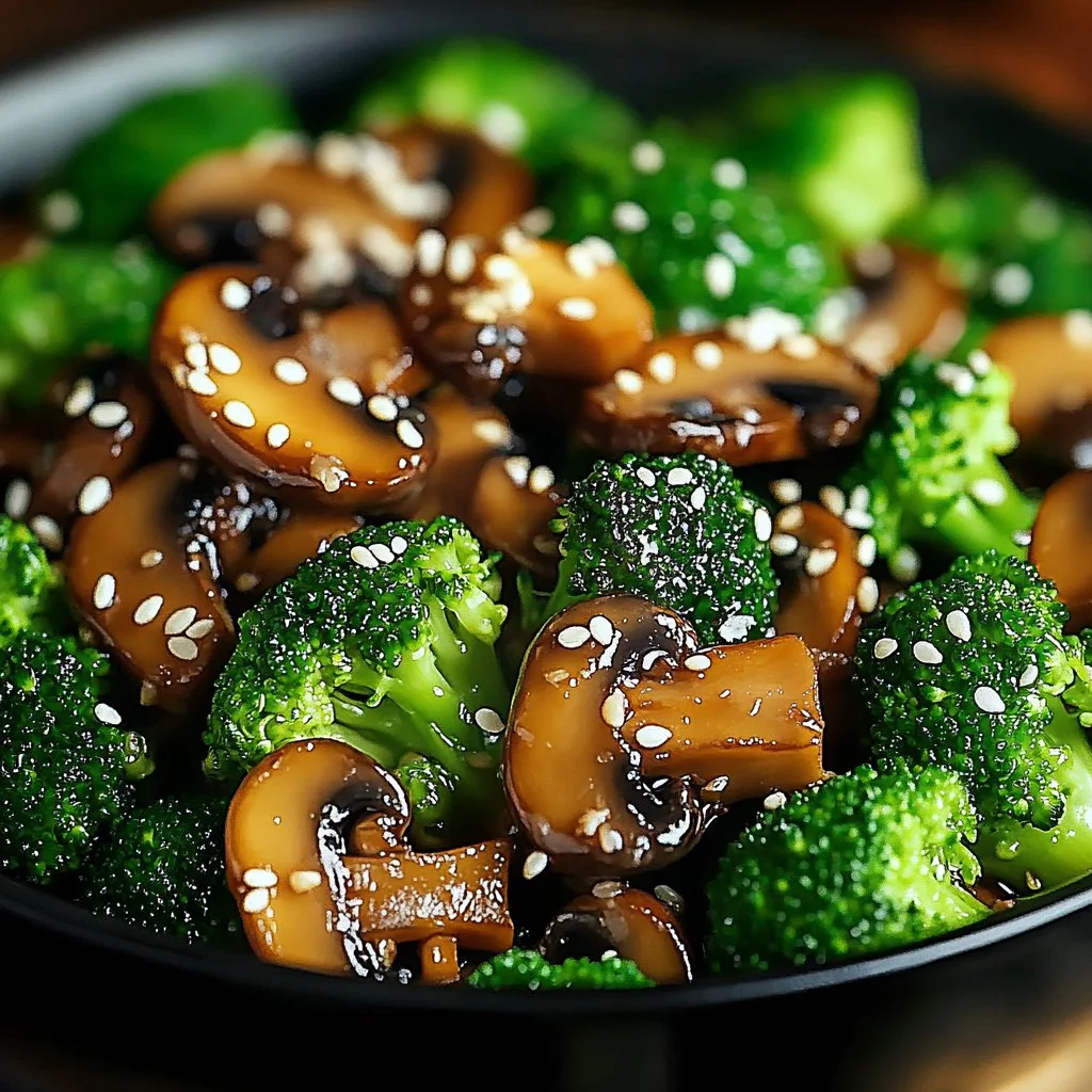 Delicious quick broccoli mushroom stir-fry with vibrant vegetables.
