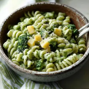 Delicious broccoli pasta dish served in a bowl with fresh ingredients
