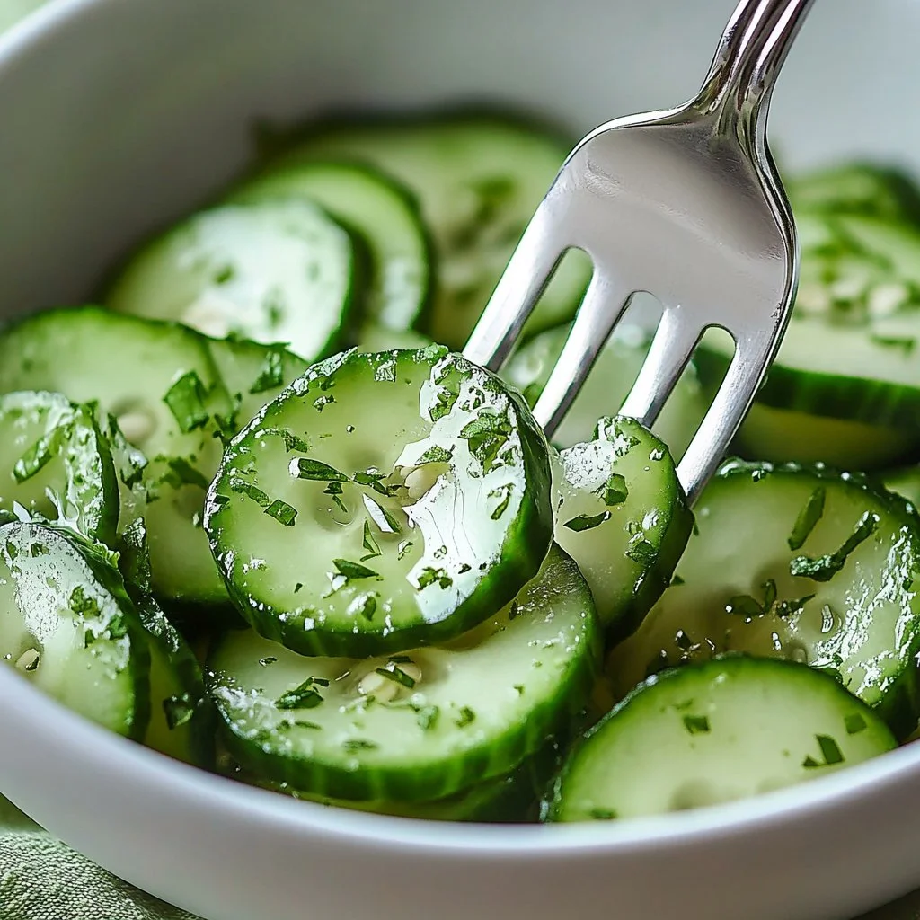 Fresh German Cucumber Salad with herbs and a tangy dressing