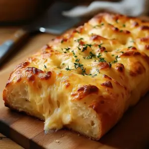 Savory cheese bread fresh out of the oven, golden and fluffy