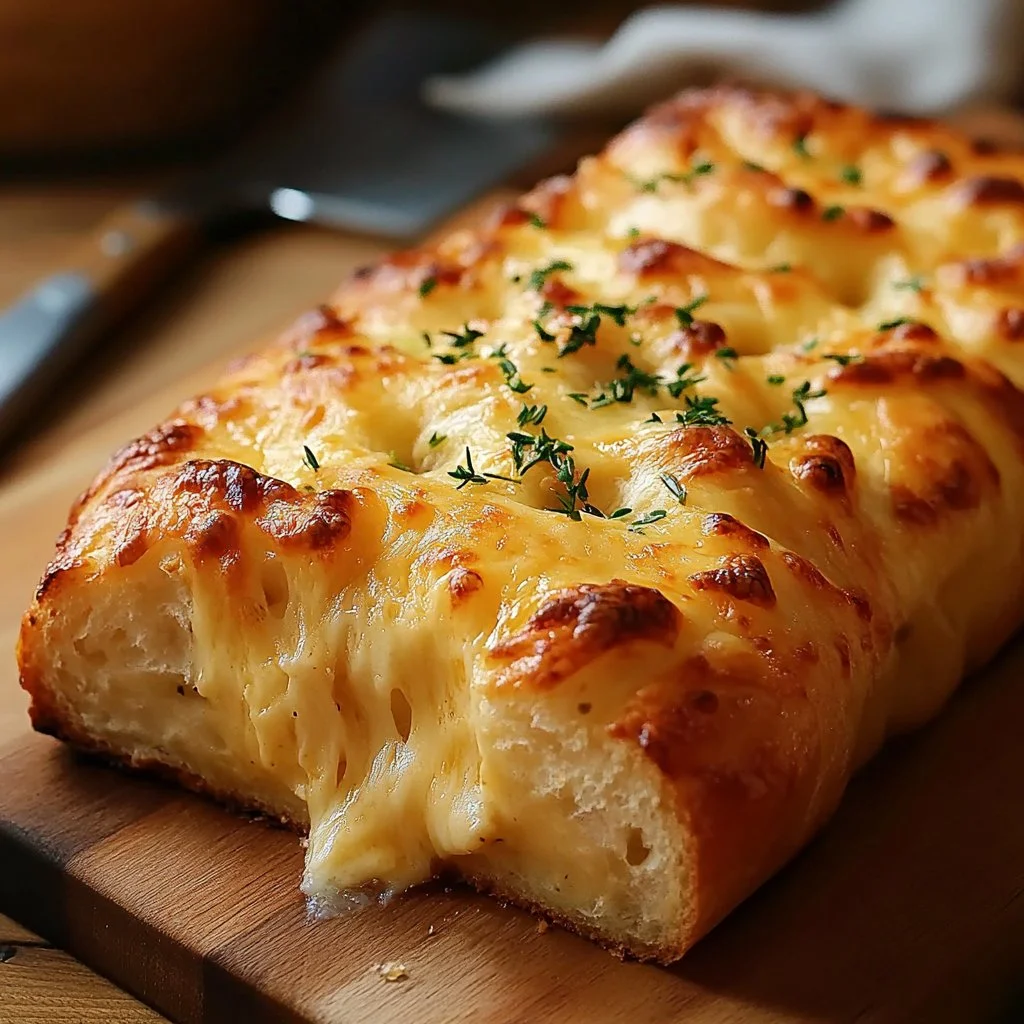 Savory cheese bread fresh out of the oven, golden and fluffy