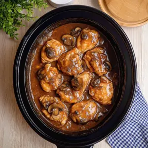 Easy Slow Cooker Salisbury Steak served with creamy gravy and mashed potatoes
