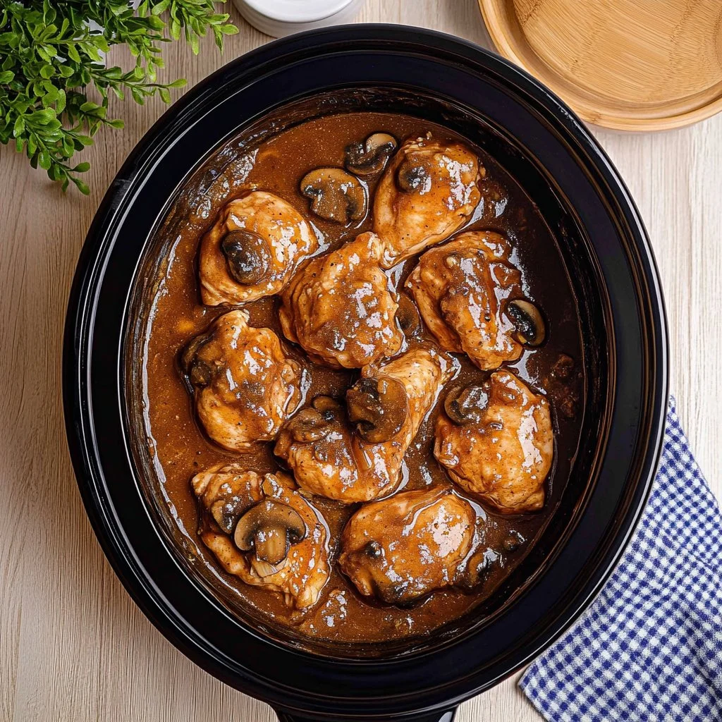 Easy Slow Cooker Salisbury Steak served with creamy gravy and mashed potatoes