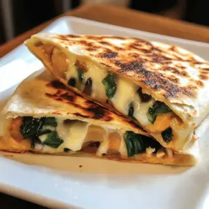 Spinach feta quesadillas served with artichoke dip on a plate