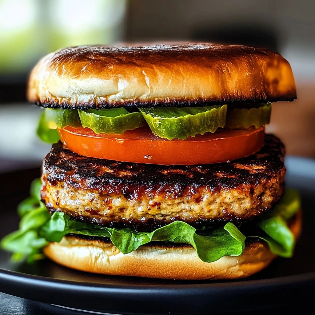 Succulent Greek Chicken Burger topped with fresh ingredients and tzatziki sauce