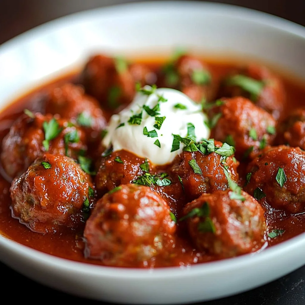 Slow cooker turkey meatballs in a savory sauce
