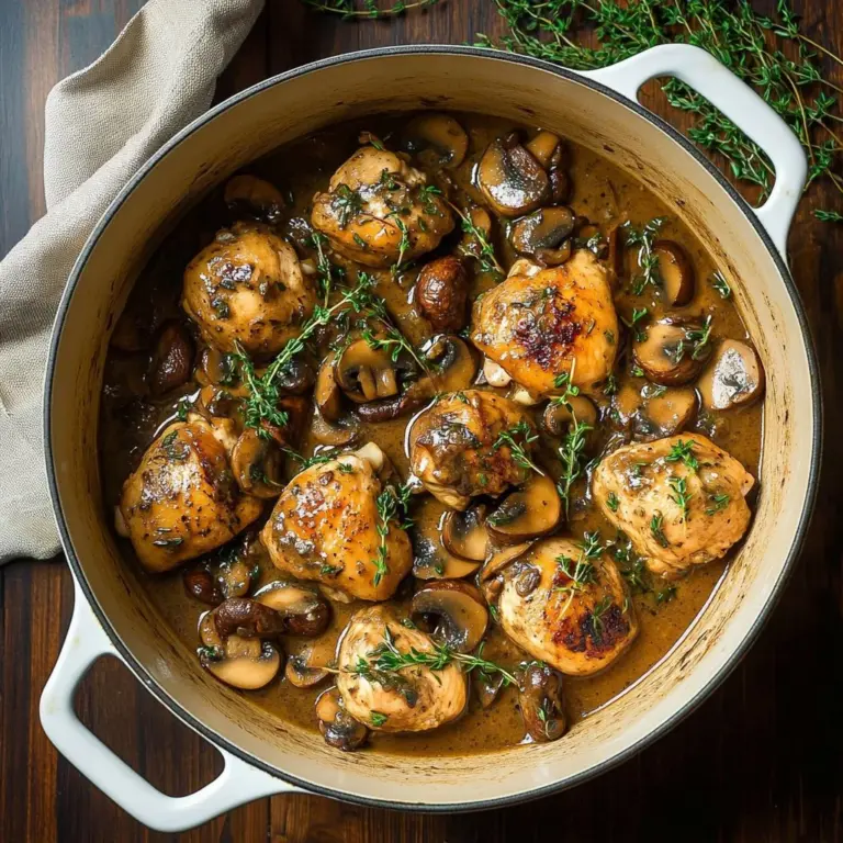 Creamy slow cooker mushroom chicken with herbs and spices