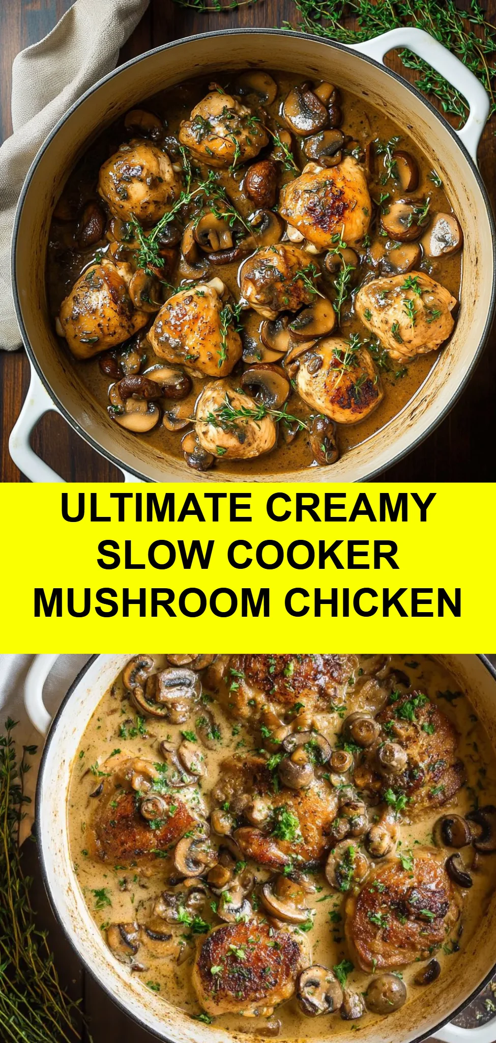 Ultimate Creamy Slow Cooker Mushroom Chicken
