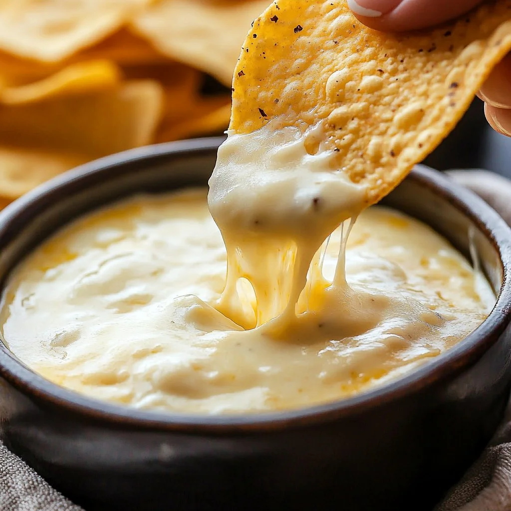 Creamy white cheese dip served with tortilla chips