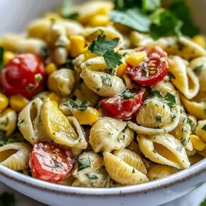 Zesty Cilantro Lime Pasta Salad with fresh ingredients and vibrant colors