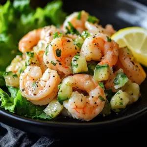A vibrant bowl of Zesty Old Bay Shrimp Salad with fresh ingredients.