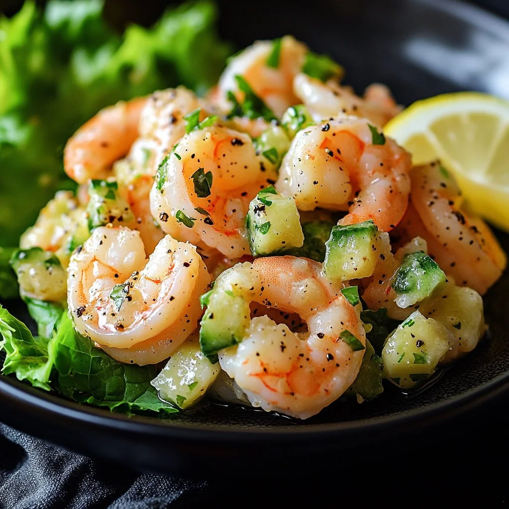 A vibrant bowl of Zesty Old Bay Shrimp Salad with fresh ingredients.
